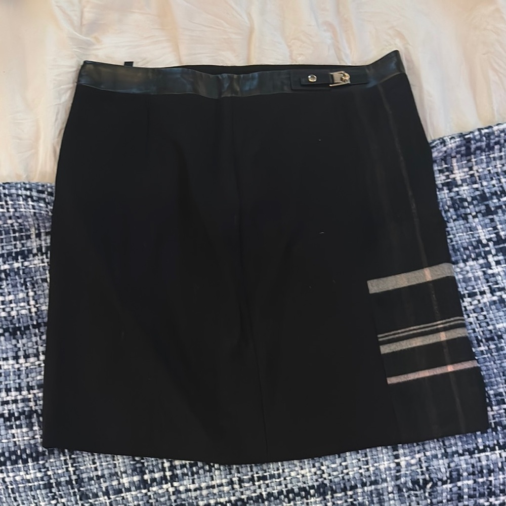White House Black Market Black Skirt with Plaid Detail